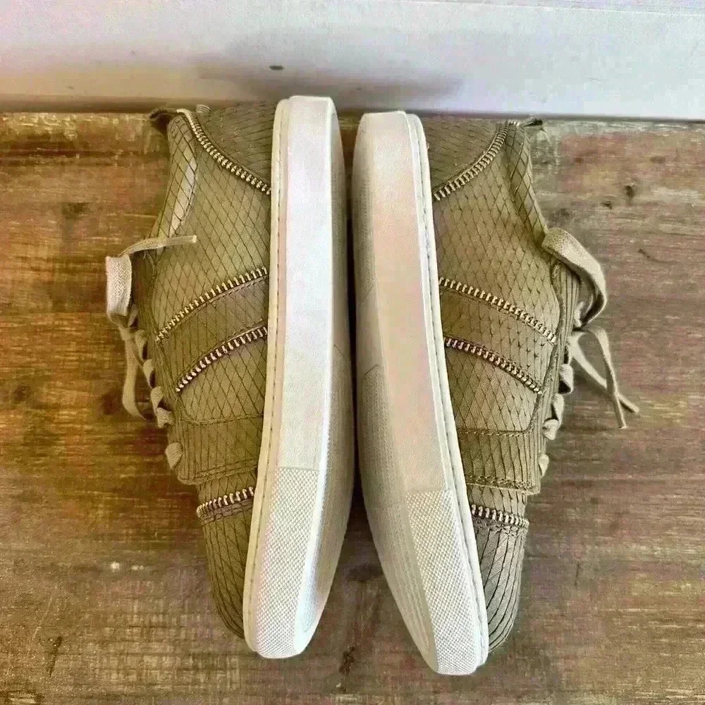Botkier New York Taupe Harvey Snakeskin Effect Leather Sneakers Size 6